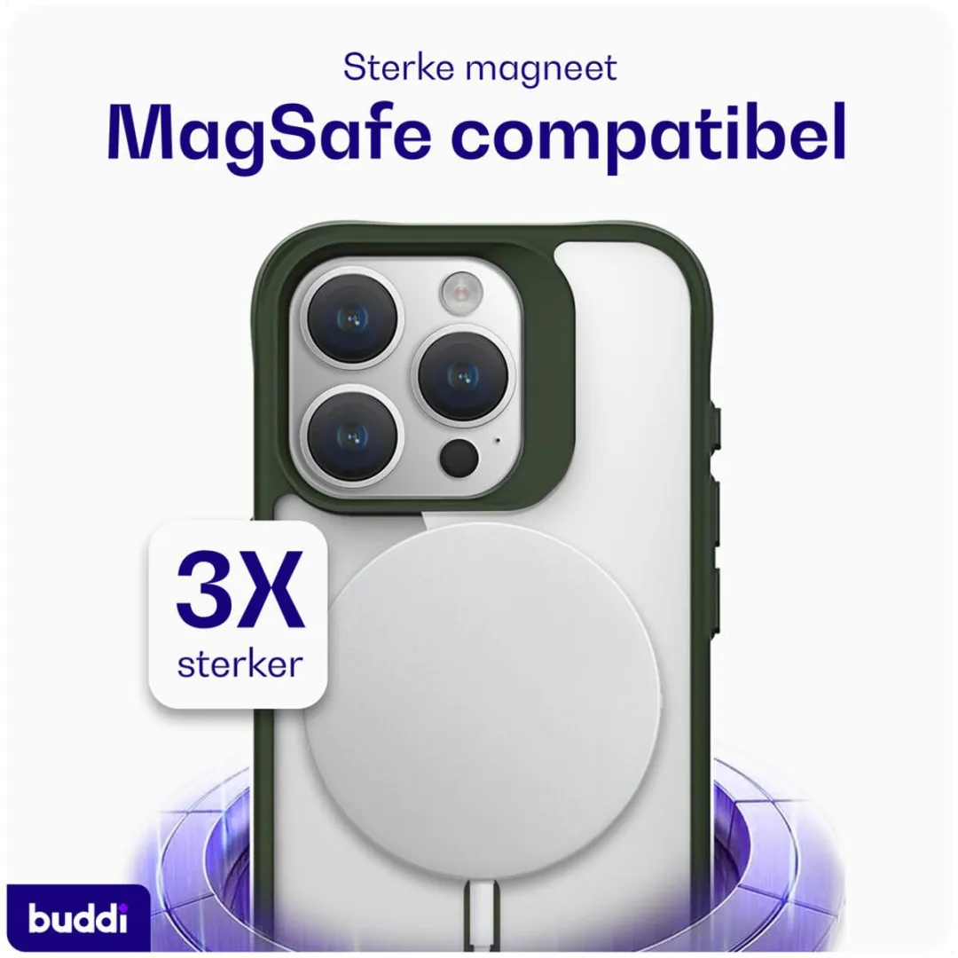 Buddi Hybrid BHICAP15P-TRGRN Hoesje iPhone 15 Pro - MagSafe - Transparant Groen