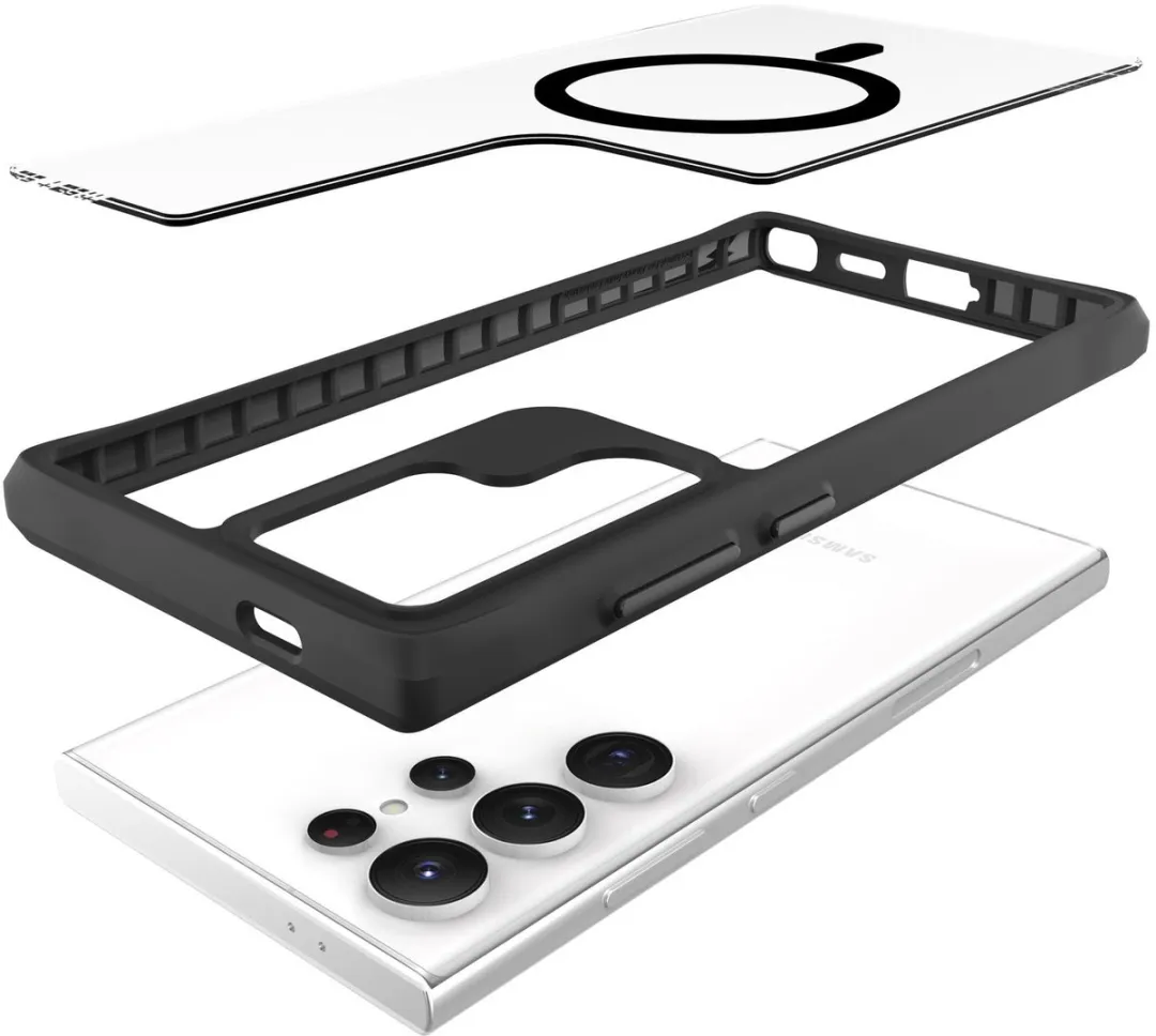 Buddi Hybrid Hoesje Samsung Galaxy S24 Ultra - MagSafe - Transparant Zwart