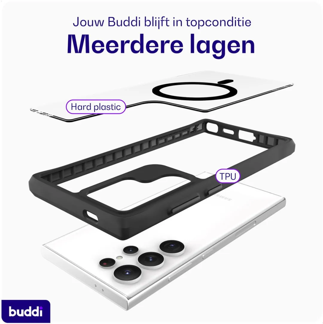 Buddi Hybrid Hoesje Samsung Galaxy S24 Ultra - MagSafe - Transparant Zwart - afbeelding 6 van 6