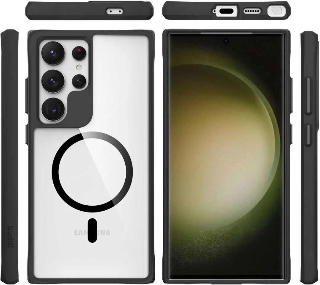 Buddi Hybrid Hoesje Samsung Galaxy S24 Ultra - MagSafe - Transparant Zwart