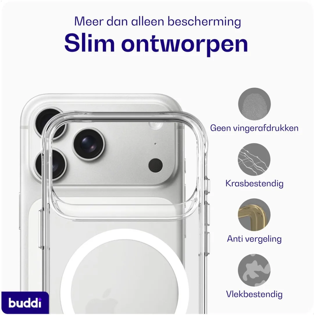 Buddi Core iPhone 17 Pro Max Hoesje - MagSafe - Matte Transparant