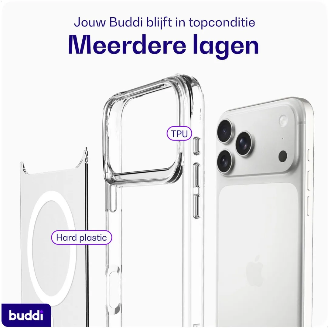 Buddi Core iPhone 17 Pro Max Hoesje - MagSafe - Matte Transparant