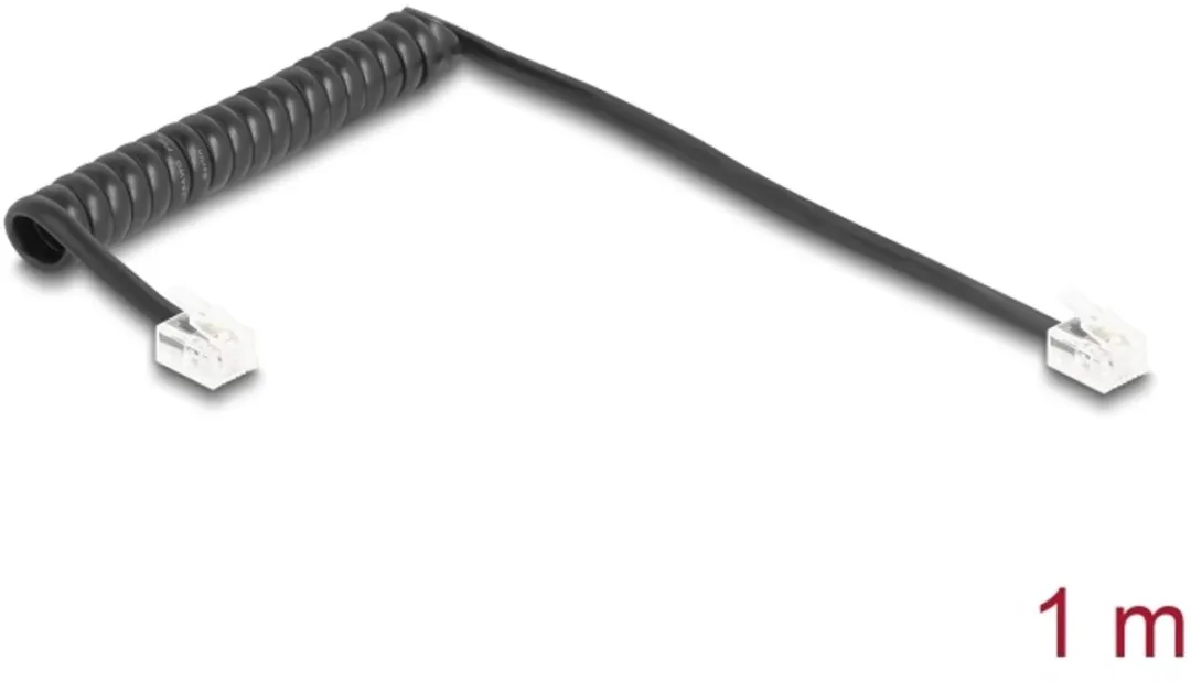 Delock Telefoonkabel RJ11 Coiled 1m