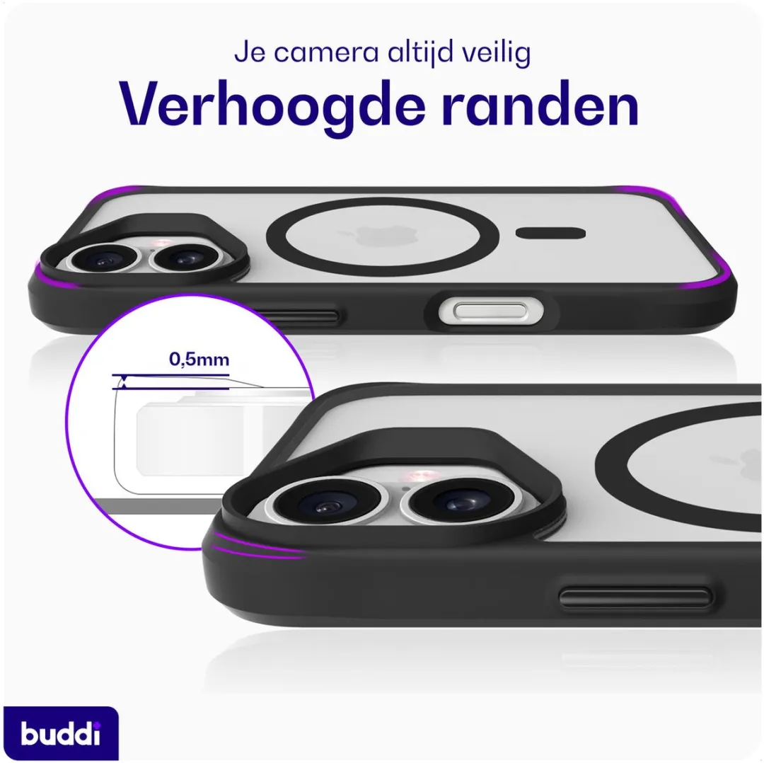 Buddi Hybrid Hoesje iPhone 17 - MagSafe - Matte Zwart - afbeelding 6 van 6