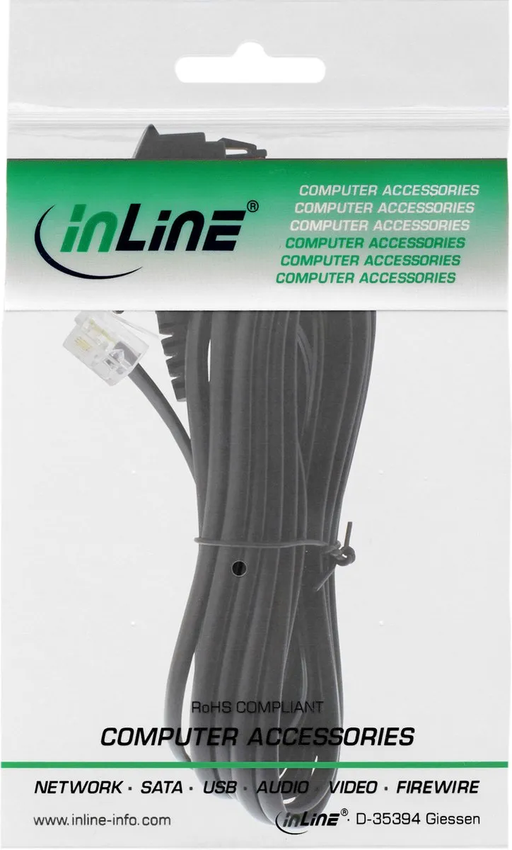 InLine TAE-F naar RJ11 Kabel 20m - Zwart