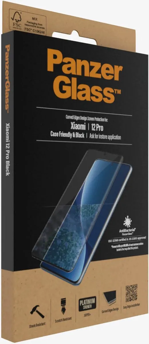 PanzerGlass PZ-8057 Screenprotector Xiaomi 12 Pro - Zwart