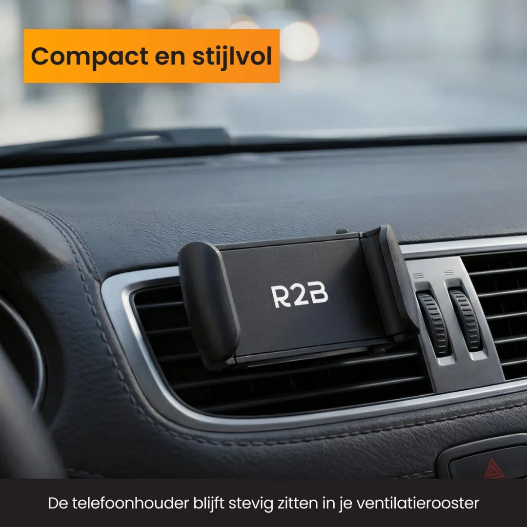 R2B Telefoonhouder Auto Ventilatie - iPhone 11/12 - 7" - Zwart