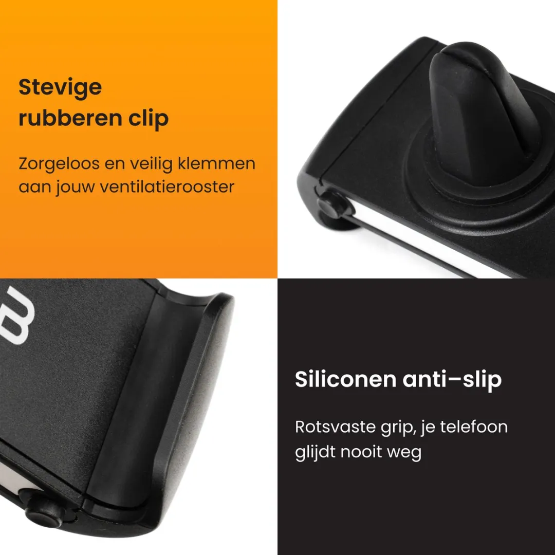 R2B Telefoonhouder Auto Ventilatie - iPhone 11/12 - 7" - Zwart