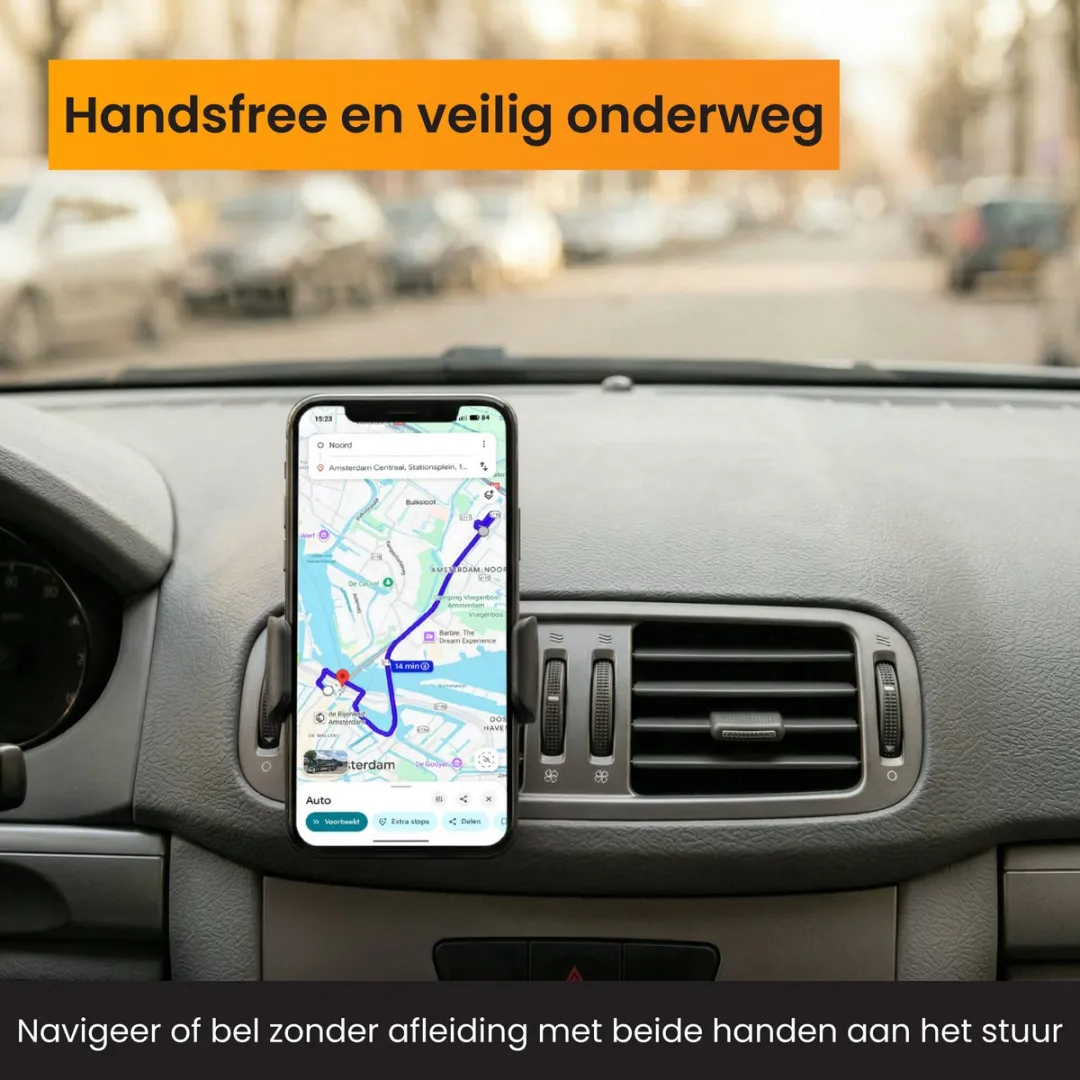 R2B Telefoonhouder Auto Ventilatie - iPhone 11/12 - 7" - Zwart