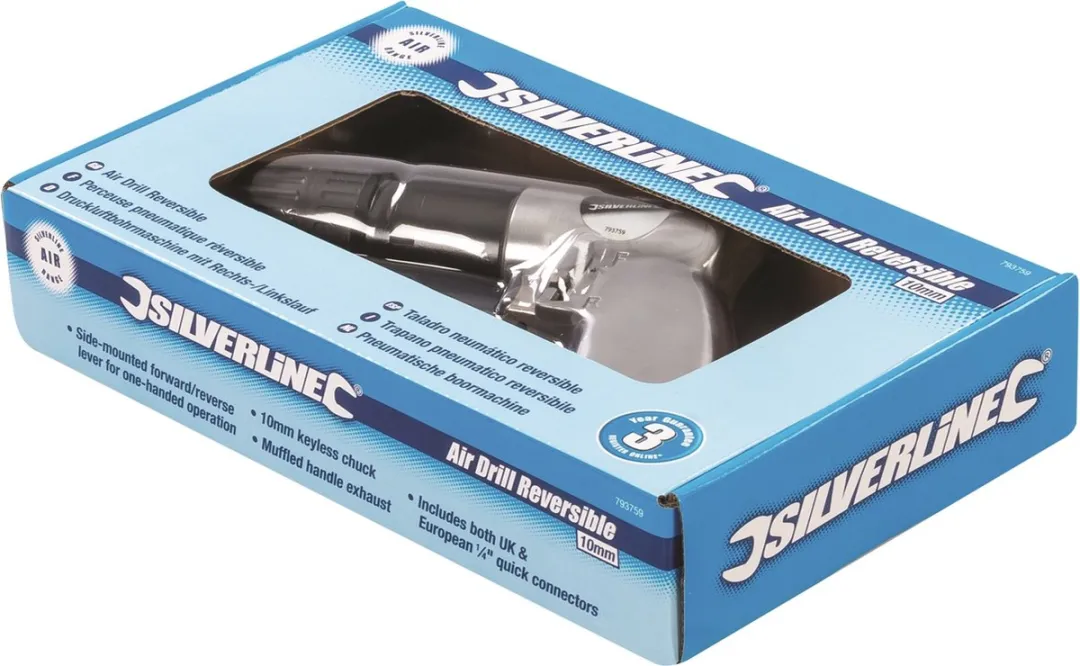 Silverline Pneumatische boormachine - 10 mm - variabele snelheid - enkelhandige bediening - 1,111 kg