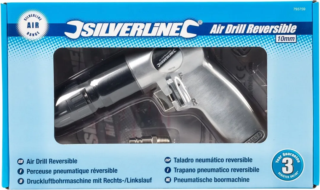 Silverline Pneumatische boormachine - 10 mm - variabele snelheid - enkelhandige bediening - 1,111 kg