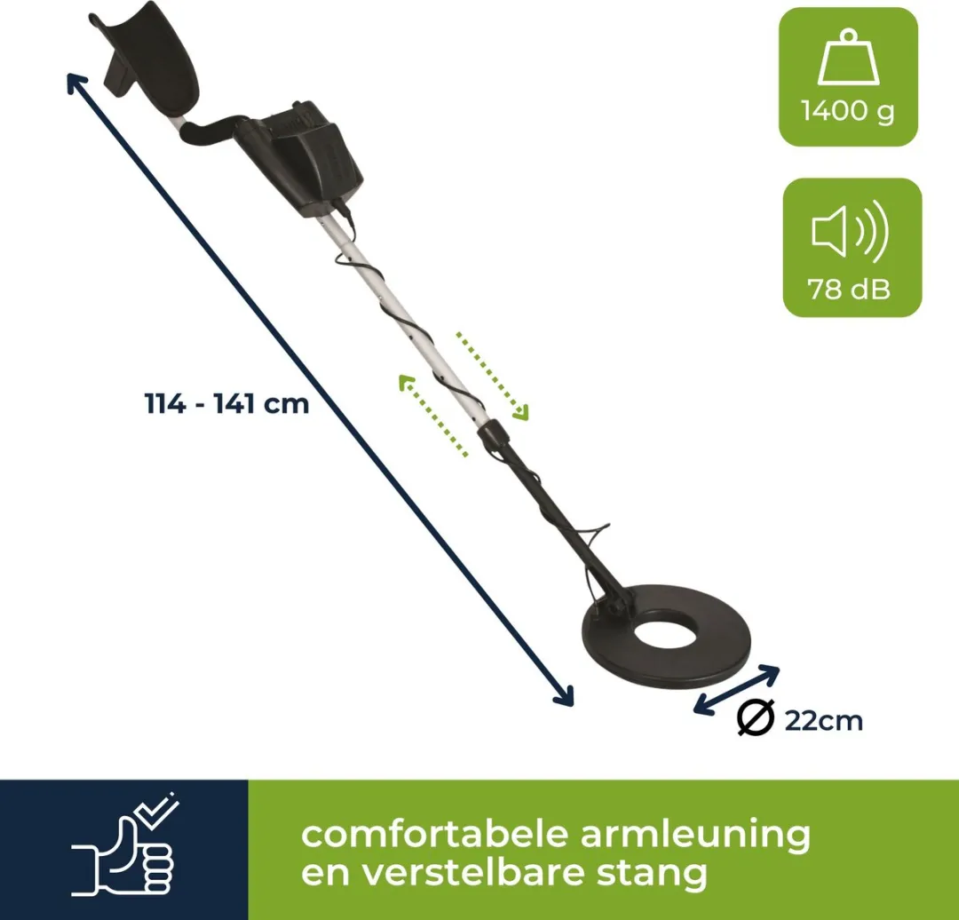 Velleman CS102 Metaaldetector - 22cm Spoel - 20cm Zoekdiepte - Zwart/Grijs