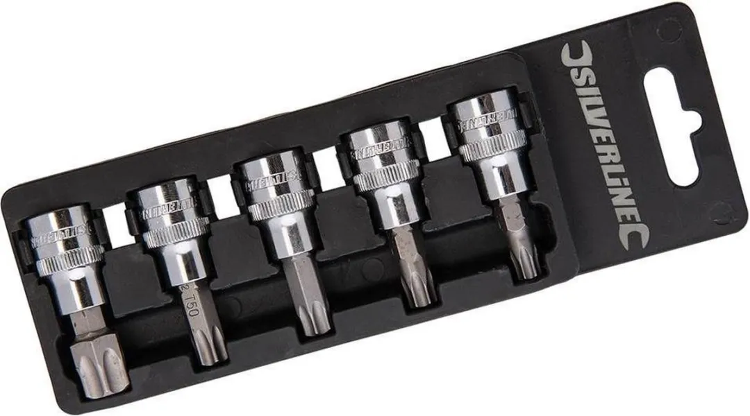 Silverline 5-delige 3/8" T40-T60 Doppen Set - Zilver