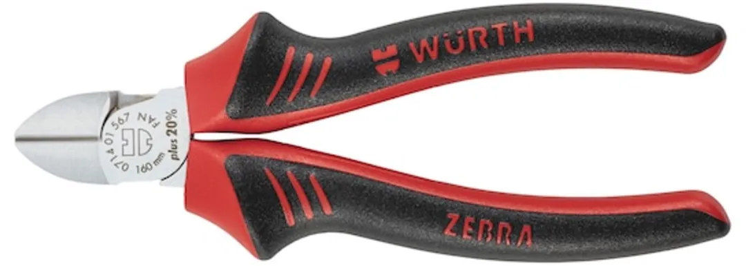 Würth Zijkniptang DIN ISO 5749 - 2C-handgreep - Zilver/Zwart/Rood