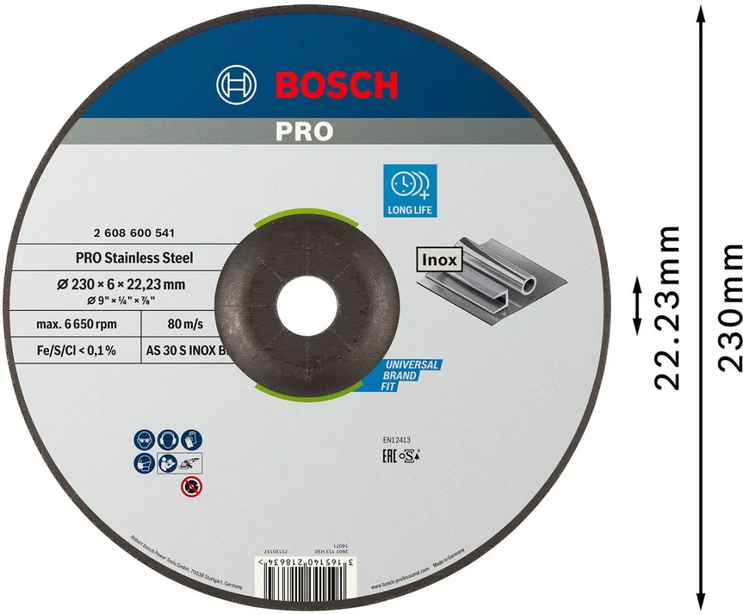 Bosch Professional ABS INOX 230X6 - 22.23mm