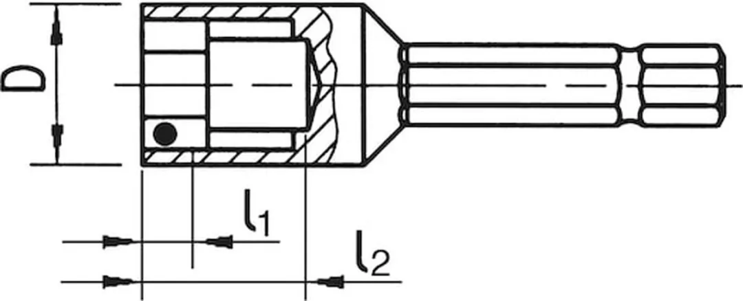 Würth Schroefdop E 6.3 Kogelhouder 1/4" - 1 Stuk