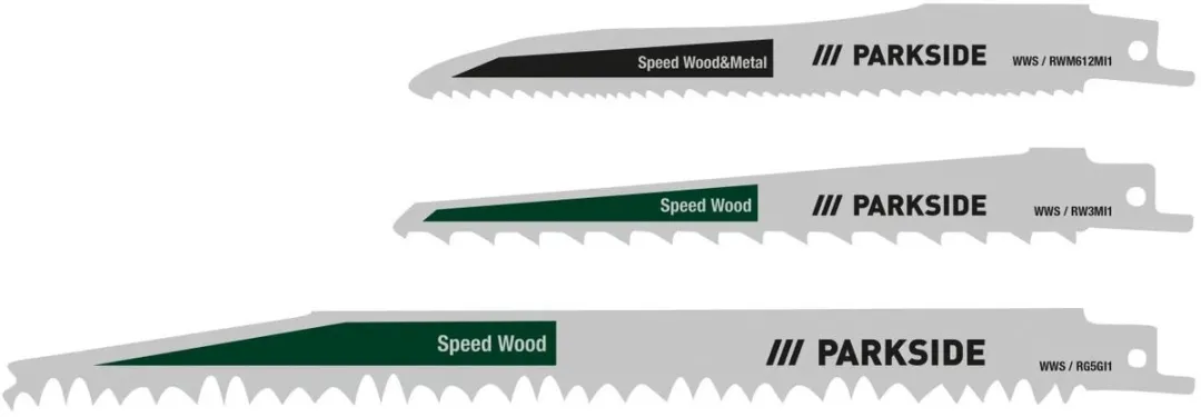Parkside Reciprozaagbladen - vers hout - 3 stuks