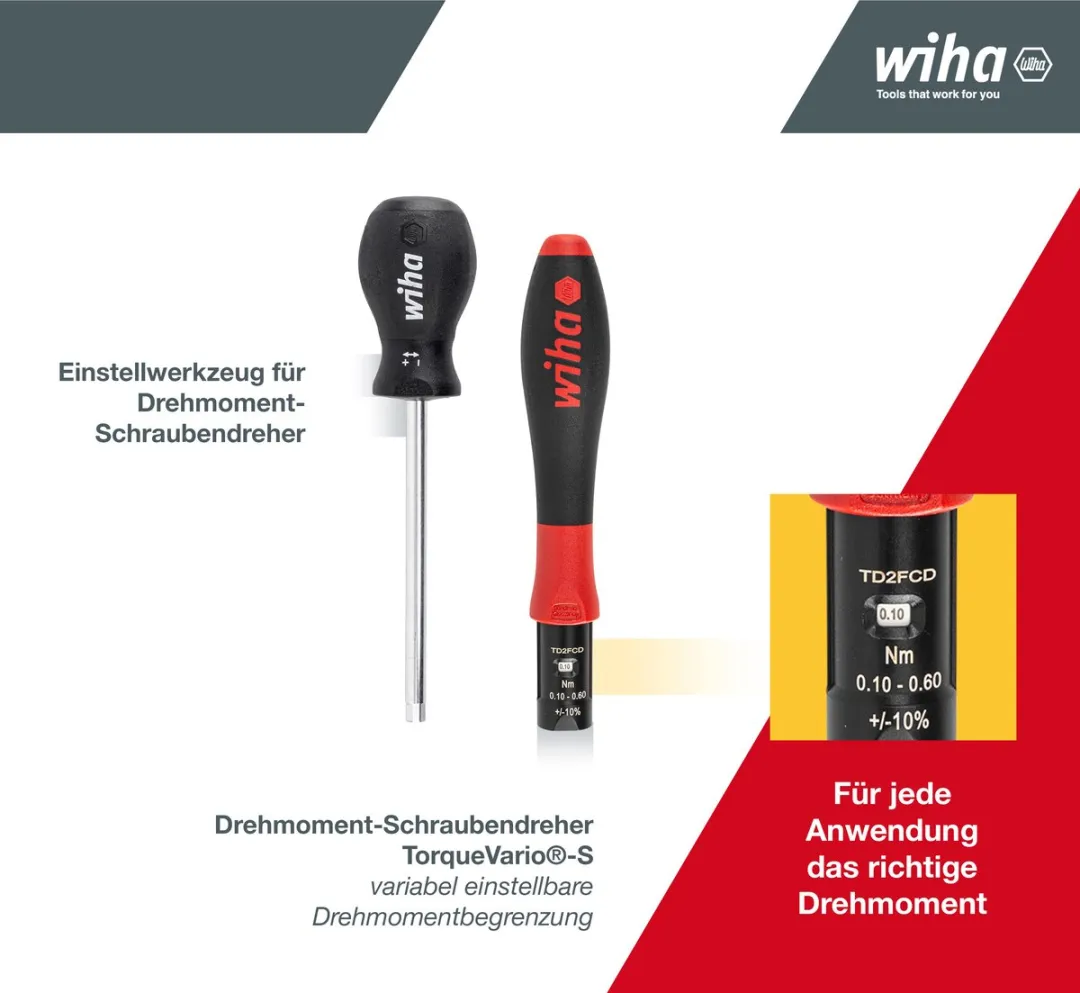 Wiha Momentschroevendraaier TorqueVario-S 28521060 - Zwart/Rood