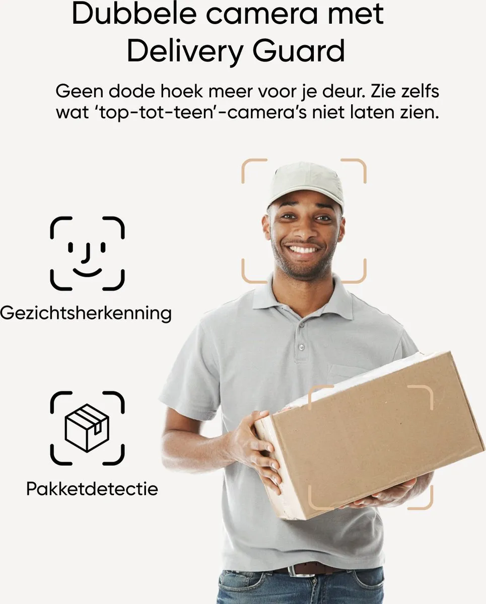 eufy Security E340 Video Deurbel – Video Doorbell - Dual-Cam technologie, 2K Full HD-resolutie, kleur nachtzicht, AI-pakketdetectie, geen maandelijkse kosten, draadloze installatie, compatibel met Alexa en Google Assistant