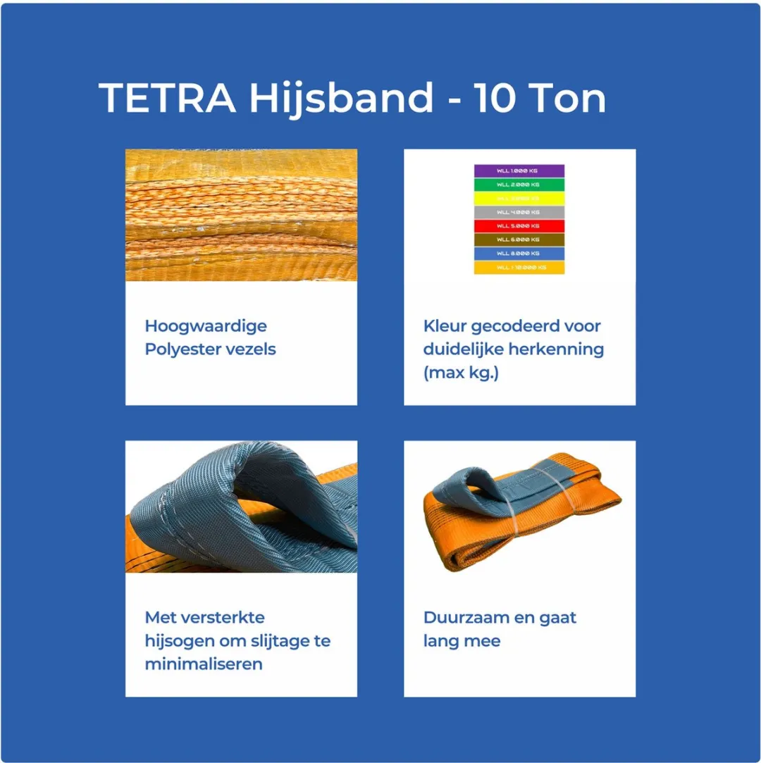 TETRA WSB Hijsband 10 Ton - 3m - Oranje