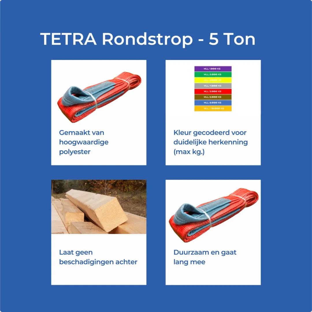 TETRA Tools Hijsband 5 Ton - 5m Rood - afbeelding 3 van 6