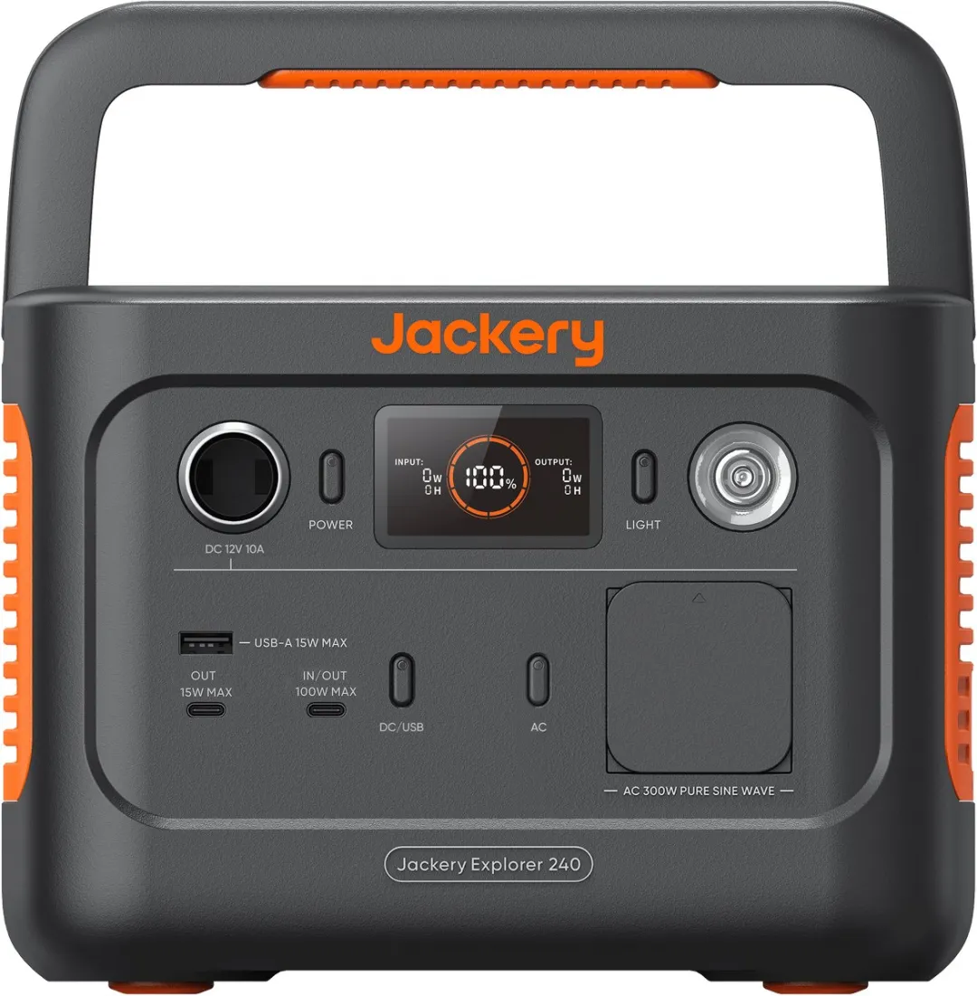 Jackery - Explorer 240 V2 - draagbaar energiestation - 256 Wh LiFePO4-accu - 300W AC/100W USB-C-uitgang - 1 uur snel volledig opladen via APP - zonnegenerator voor buiten kamperen en noodgevallen
