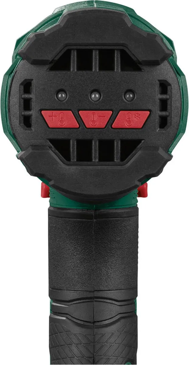 Parkside Accu Heteluchtpistool - 20V - Robuuste behuizing met ergonomische softgreep - Temperatuur: koude lucht / 250 °C / 550 °C - Exclusief accu en snellader