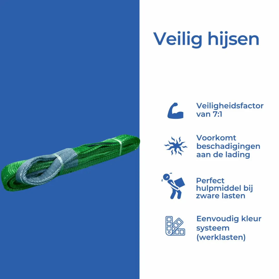 TETRA Tools Hijsband 2 Ton 8 Meter - Groen