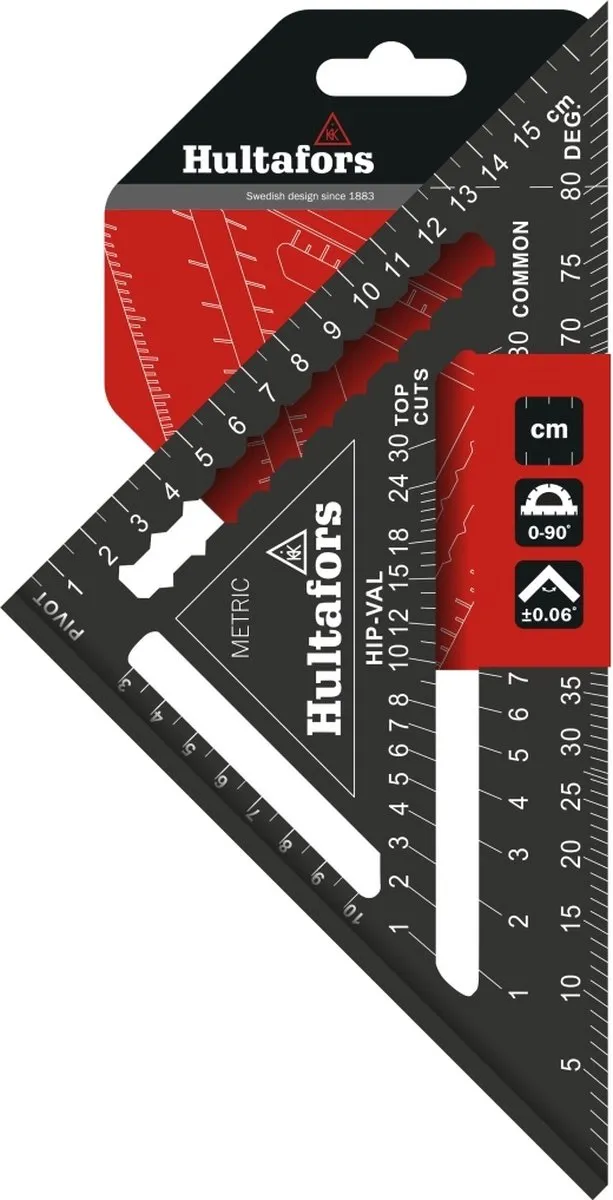 Hultafors Metric Rafter Square 18cm HU257010 - Zwart