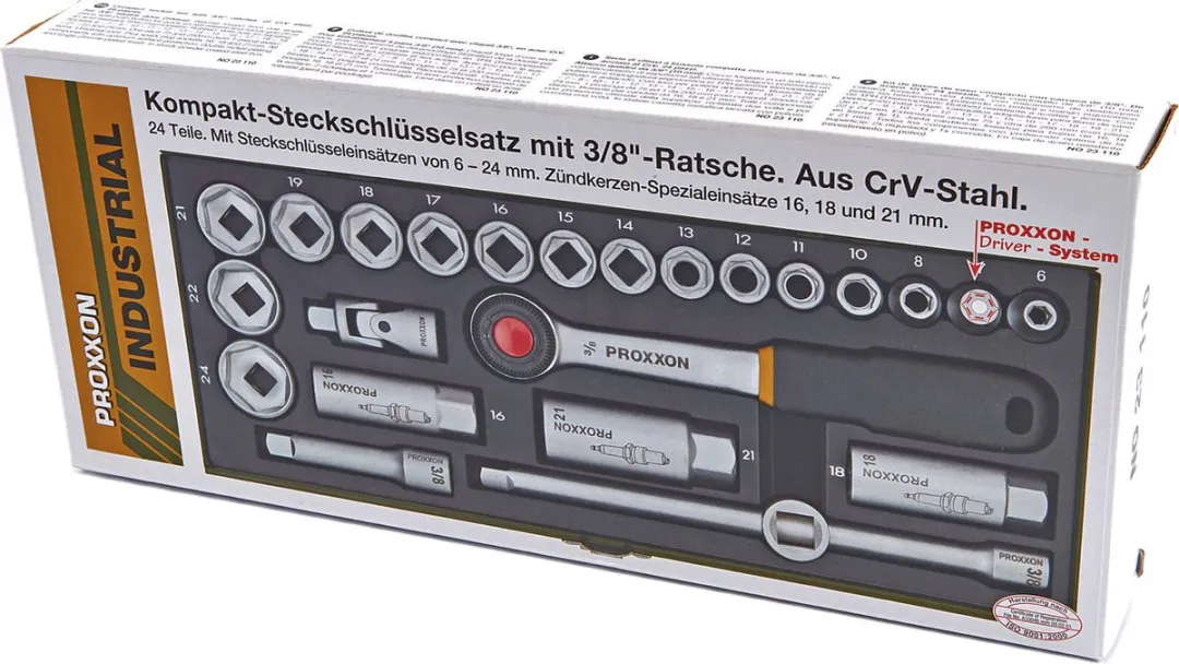 Proxxon Industrial 23110 Dopsleutelset - 24-delig - 3/8" (10mm)