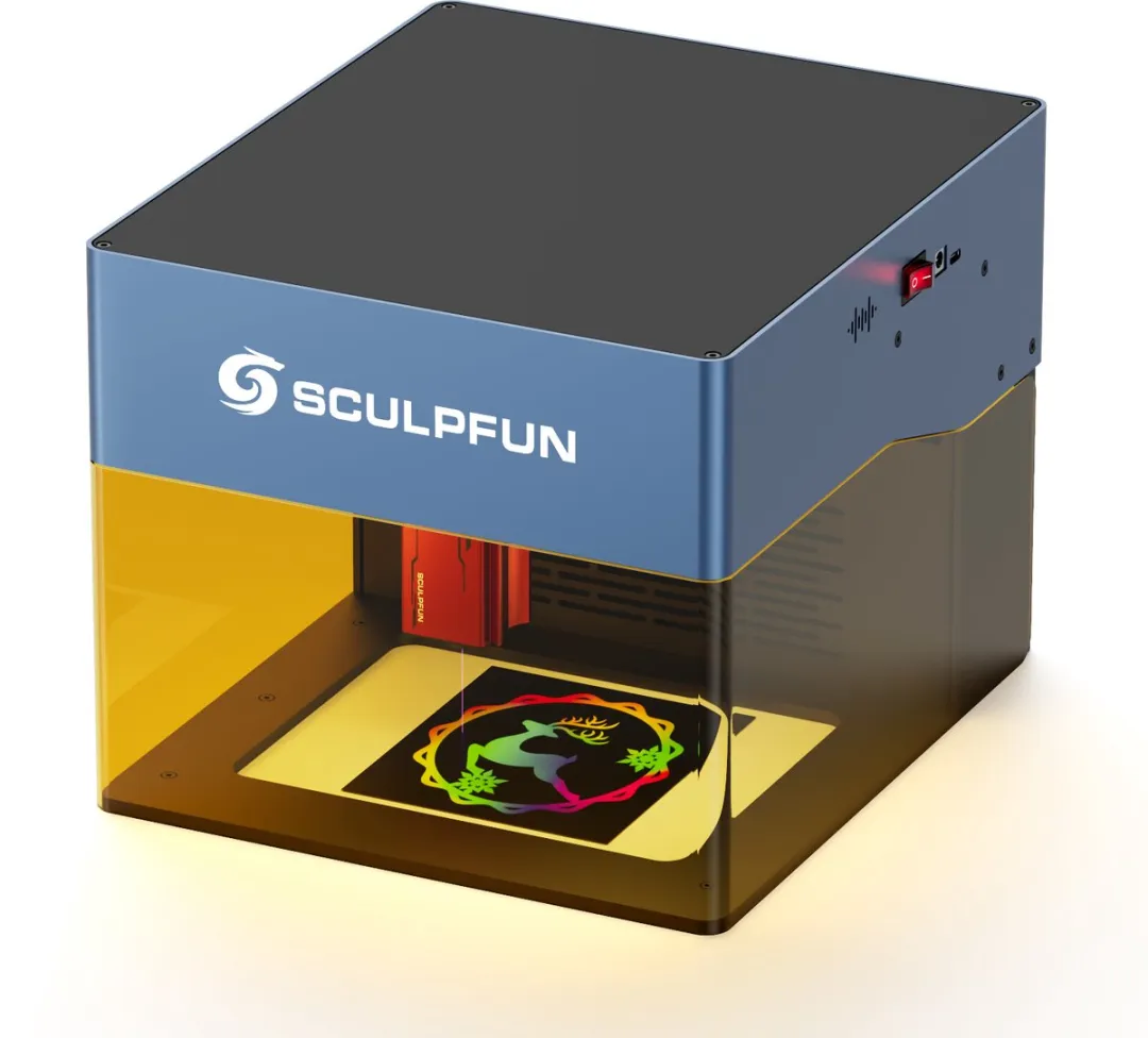 Sculpfun iCube Pro 5W Laser Graveermachine - met Rookfilter - 125x125mm Werkgebied - 0,06 mm Laserpunt - App-verbinding - Blauw