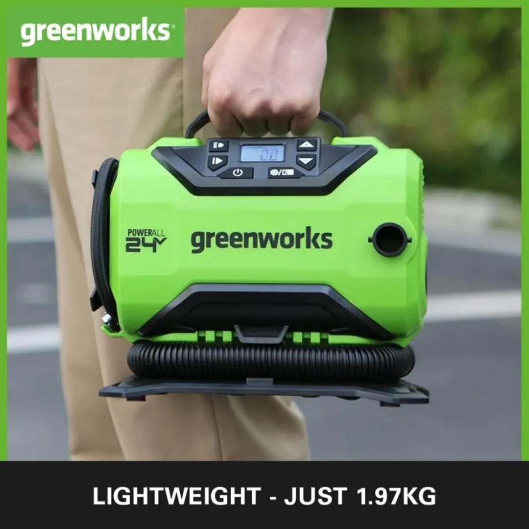 Greenworks Accu Compressor 24volt incl.2.0ah accu en lader
