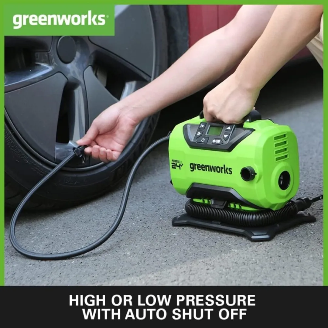 Greenworks Accu Compressor 24volt incl.2.0ah accu en lader