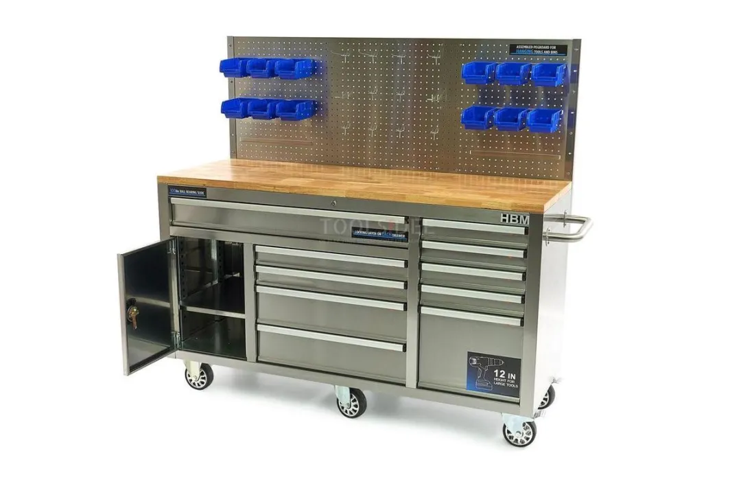 HBM 158cm Werkbank 10 Laden - RVS
