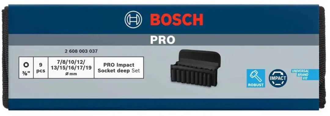 Bosch Professional PRO Impact Krachtdoppenset 9-delig 2608003037 - Zwart/Groen