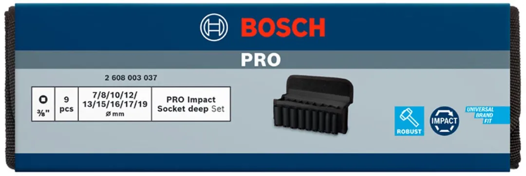 Bosch Professional PRO Impact Krachtdoppenset 9-delig 2608003037 - Zwart/Groen
