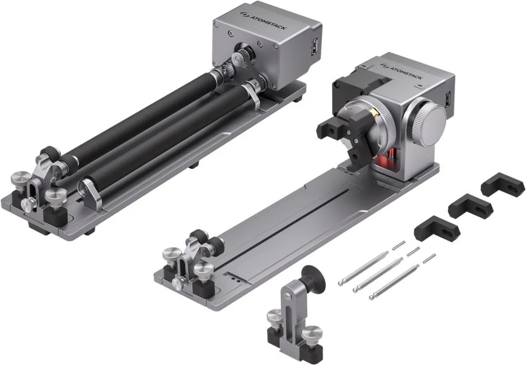 ATOMSTACK R8 Pro Roller - Laser Rotatieroller - Kaakspanset voor Cilindrische Voorwerpen Wijn Glas Vleermuis Ring - Lasergraveermachine Y-as Rotatiemodule - Accessoires voor Laser Graveermachine