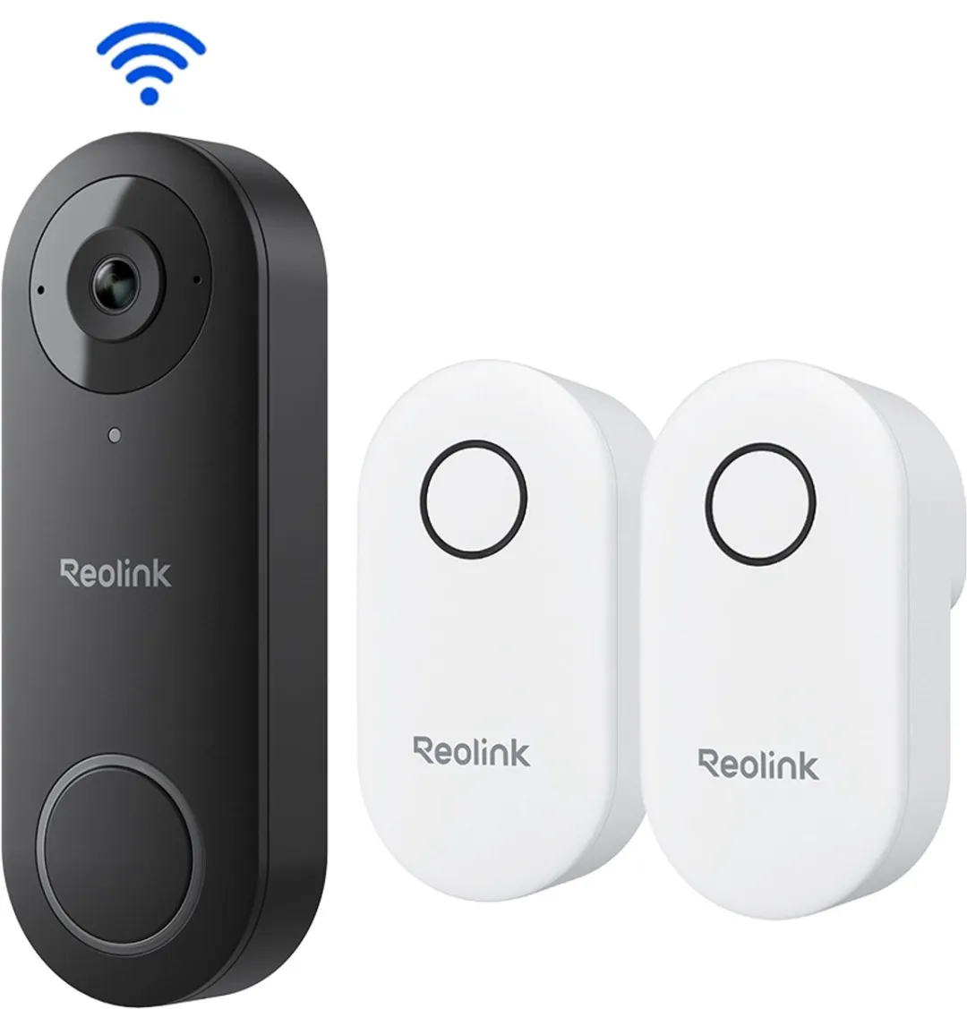 Reolink Video Deurbel Camera WiFi met 2 Stuks Reolink Bel V2, Bedrade 5MP Buitencamera, 180° Groothoek, Slimme Detectie, 5G/2.4GHz Dual-band WiFi, Tweewegcommunicatie, Lokale Opslag, Werkt met Google Assistant, Geen Abonnement