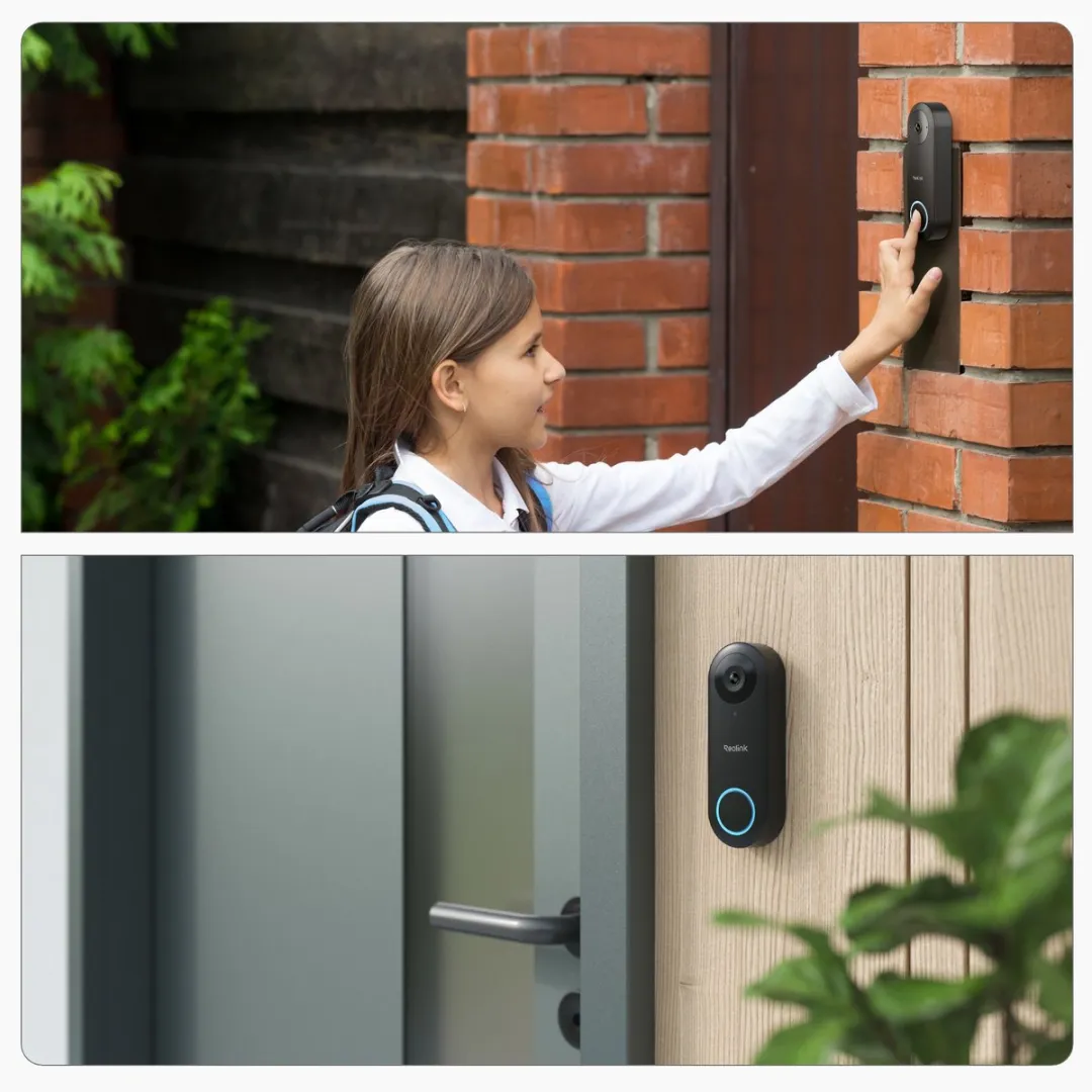 Reolink Video Deurbel Camera WiFi met 2 Stuks Reolink Bel V2, Bedrade 5MP Buitencamera, 180° Groothoek, Slimme Detectie, 5G/2.4GHz Dual-band WiFi, Tweewegcommunicatie, Lokale Opslag, Werkt met Google Assistant, Geen Abonnement