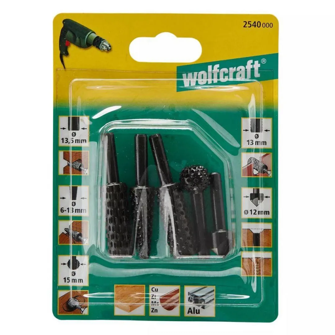 Wolfcraft Rasp Set 5 Stuks 2540000 - afbeelding 6 van 6