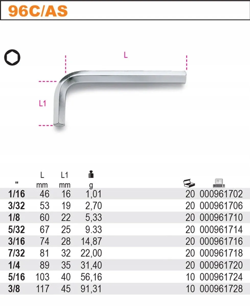 Beta Inbussleutel 5/16" - Professioneel Gereedschap