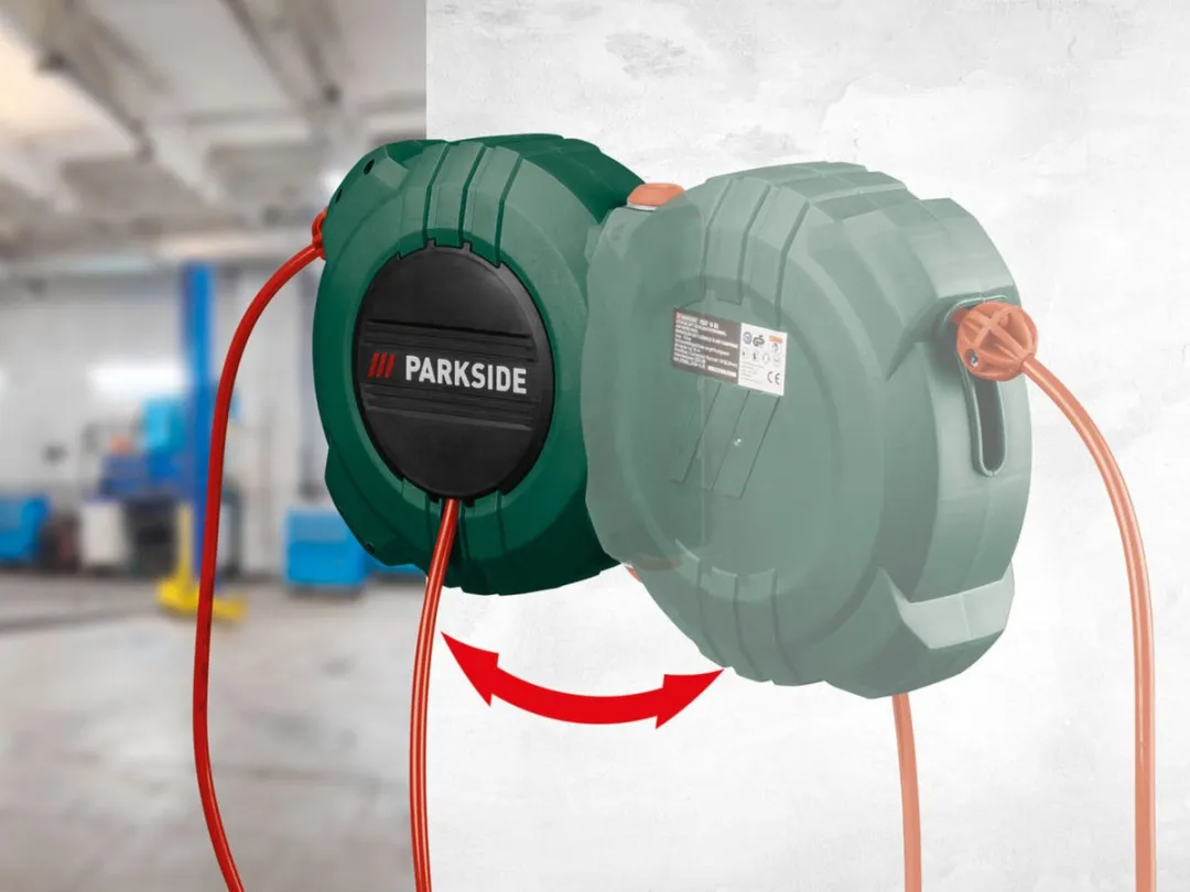 PARKSIDE Perslucht Slanghaspel - 10 m / aansluitslang compressor: 3 m - Met automatisch oprolsysteem - Werkdruk: max. 10 bar