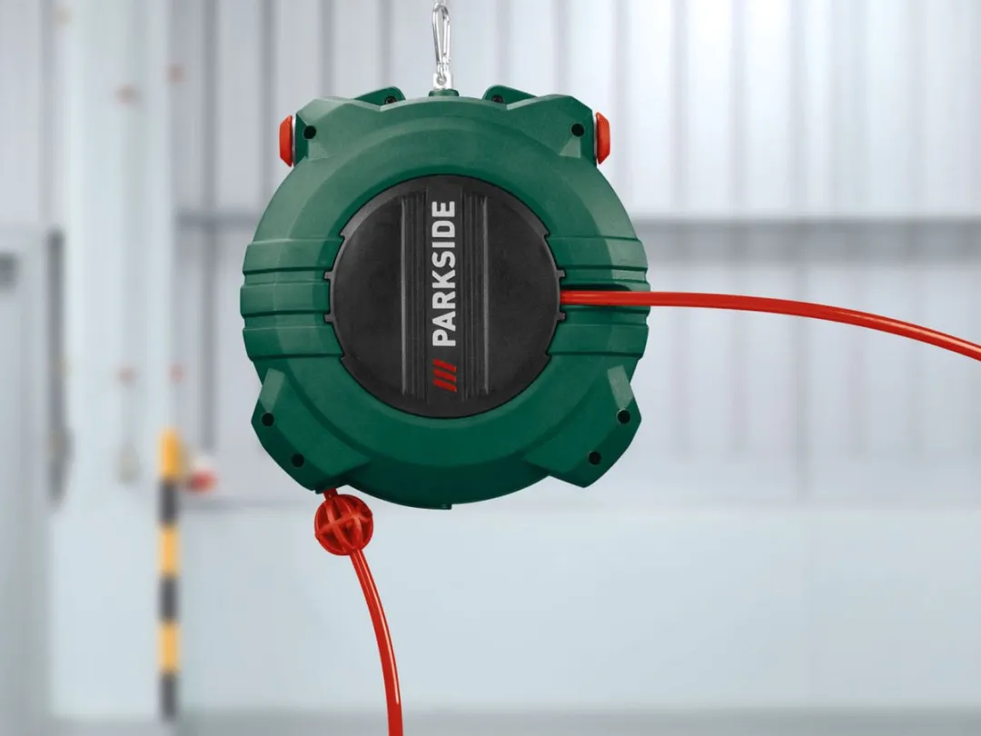 PARKSIDE Perslucht Slanghaspel - 10 m / aansluitslang compressor: 3 m - Met automatisch oprolsysteem - Werkdruk: max. 10 bar