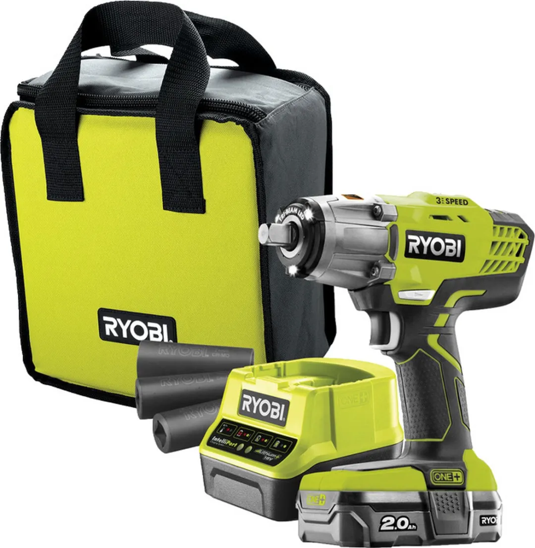 Ryobi R18IW3-120S ONE+ 18V Li-ion Accu slagmoersleutel set (1x 2.0ah accu) in ta