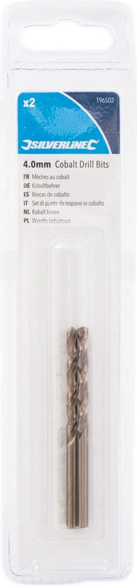 Silverline Metaalboor HSS-E Cobalt 4mm - 2 Stuks