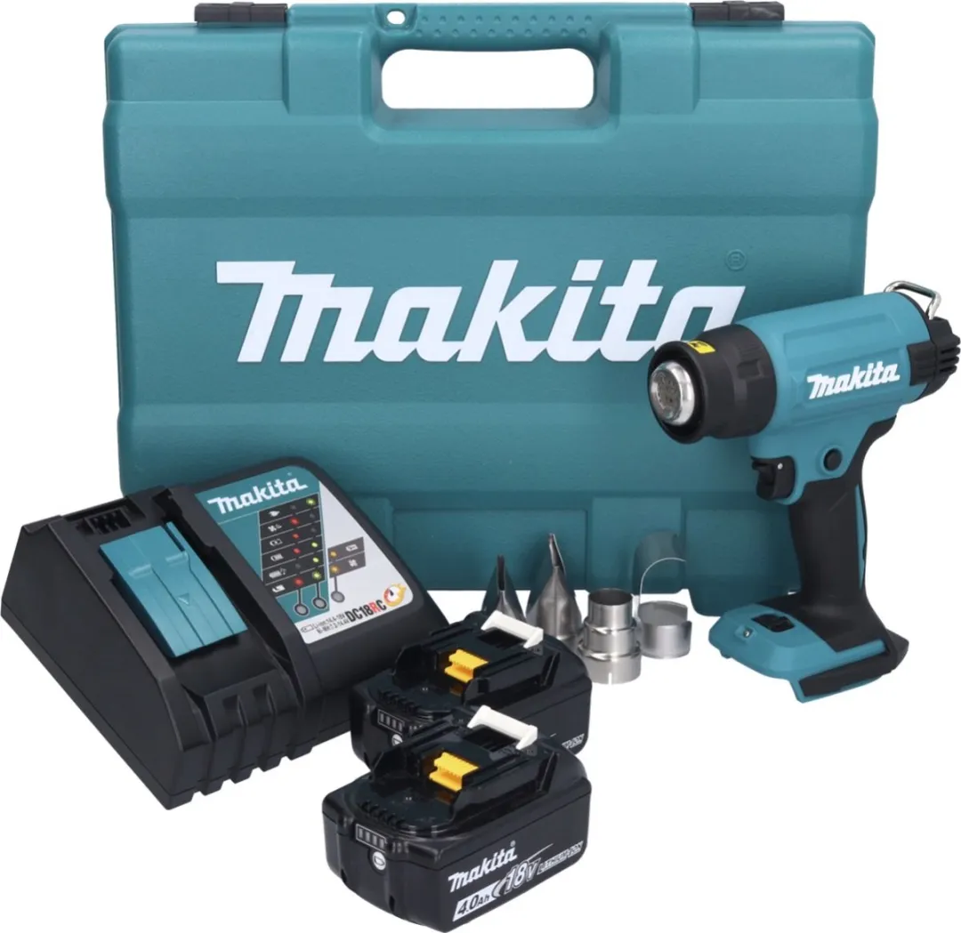Makita DHG 181 RMK snoerloos heteluchtpistool 18 V 150 - 550°C + 2x accu 4.0 Ah + lader + koffer