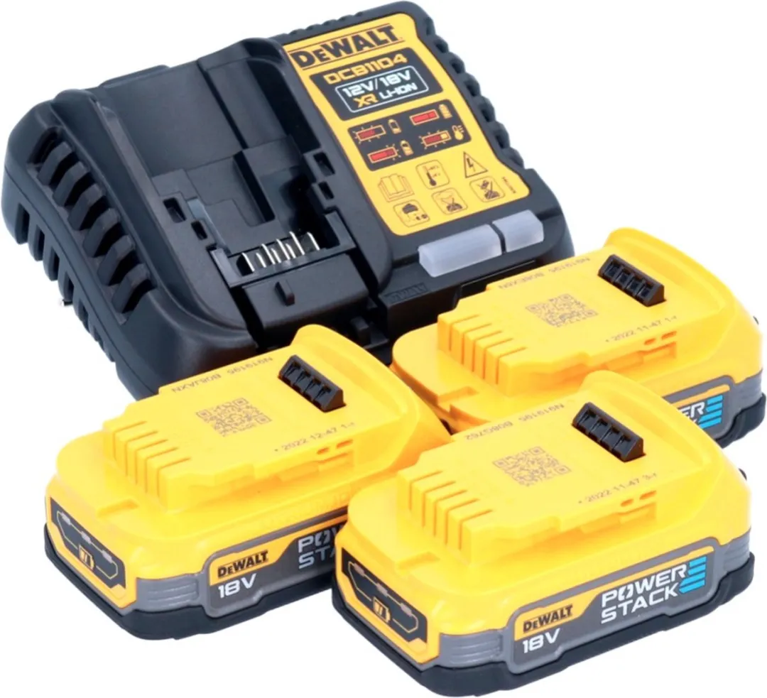 DeWalt DCB1104 E3 Accustartset 12V/18V - 3x Powerstack 1,7Ah + Lader - afbeelding 2 van 5