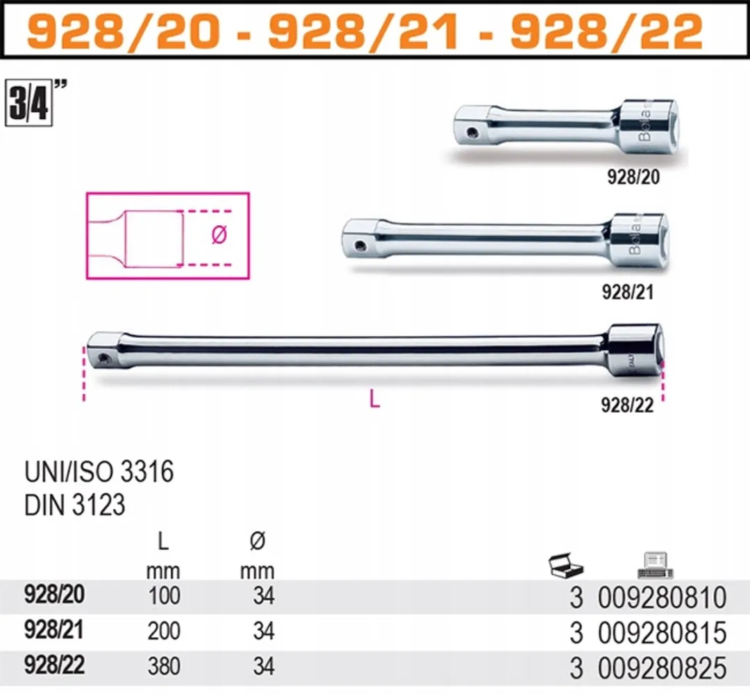 Beta Verlengstuk 200mm 3/4" - Model 928/21