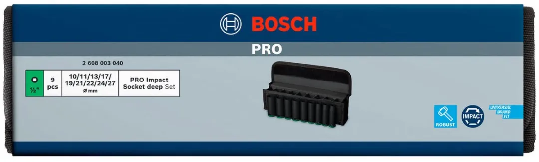 Bosch Professional PRO Impact Krachtdoppenset 1/2" 9-delig - 2608003040 - afbeelding 6 van 6