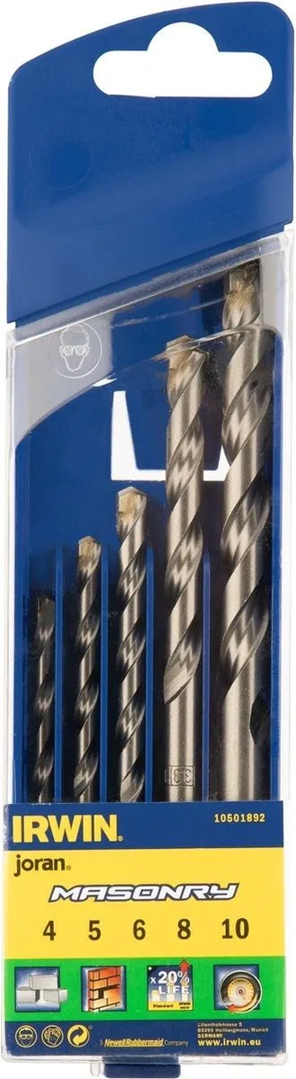 Irwin Steenboren Set 4/5/6/8/10mm - 5 Stuks